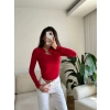 Göğüs Aksesuar Bluz - KIRMIZI