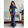 Gül Baskı Long Elbise