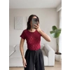 Güpürlü Dantel Crop - BORDO