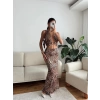 Halka Detay Boyun Bağlamalı Elbise - LEOPAR