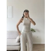Halter Crop Balon Pantolon Takım - BEYAZ