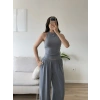 Halter Crop Balon Pantolon Takım - GRİ