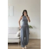 Halter Crop Balon Pantolon Takım - GRİ