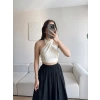 Halter Kruvaze Crop - BEJ