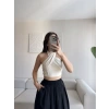 Halter Kruvaze Crop - BEJ