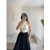 Halter Kruvaze Crop - BEJ