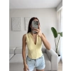 Halter Polo Yaka Fermuar Crop - SARI