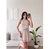 Halter Puantiyeli Mini Elbise - BEYAZ