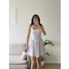 Halter Yaka Mini Elbise - BEYAZ