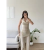Halter Yaka Şal Detay Takım - BEJ