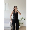 Halter Yaka Şal Detay Takım - SİYAH