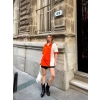 High Parçalı Unisex Oversize T-shirt-TURUNCUBEYAZ