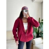 İçi Şardonlu Oversize Hırka - BORDO
