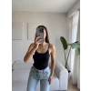 Biyeli Askılı Bodysuit - SİYAH