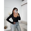 Kalp Yaka Kol İspanyol Crop - SİYAH