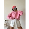 Kapüşonlu Crop Sweat -PEMBE