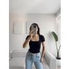 Kare Yaka Astarlı Kısa Crop - SİYAH
