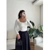 Kare Yaka Bodysuit - BEYAZ