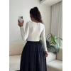Kare Yaka Bodysuit - BEYAZ