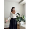 Kare Yaka Bodysuit - BEYAZ