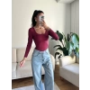 Kare Yaka Bodysuit - BORDO