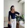 Kare Yaka Bodysuit - LACİVERT