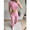 Kaşkorse Crop & Pantolon Takım - PUDRA