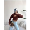 Kaşkorse İkili Crop Bluz Takım-KAHVE