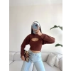 Kaşkorse İkili Crop Bluz Takım-KAHVE