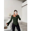 Kaşkorse Madonna Ön Büzgü Bluz - YEŞİL