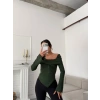 Kaşkorse Madonna Ön Büzgü Bluz - YEŞİL