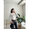 Kayık Yaka Crop - BEYAZ