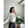 Kayık Yaka Crop - BEYAZ