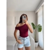 Kayık Yaka Crop - BORDO