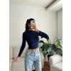 Kayık Yaka Crop - LACİVERT