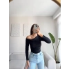 Kayık Yaka Crop - SİYAH