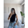 Kayık Yaka Crop - SİYAH