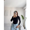 Kayık Yaka Crop - SİYAH