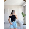 Kayık Yaka Crop - SİYAH