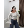 Kayık Yaka Modal Crop - BEYAZ