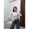 Kayık Yaka Modal Crop - BEYAZ