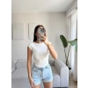 Yan Lastik Kayık Yaka Crop - BEYAZ