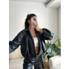 Kemerli Oversize Deri Ceket - SİYAH