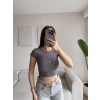 Kısa Kol Basic Crop - GRİ
