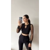Kol Tül Damla Crop - SİYAH