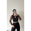 Kol Tül Damla Crop - SİYAH