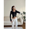 Kol Yırtmaç Fiyonk Crop - SİYAH