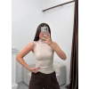 Kolsuz Halter Yaka Crop - BEJ