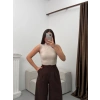Kolsuz Halter Yaka Crop - BEJ