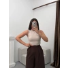 Kolsuz Halter Yaka Crop - BEJ